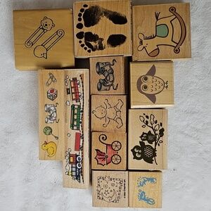 Rubber Stamps Babies Baby Shower Themed Lot of 12 Pre-owned.